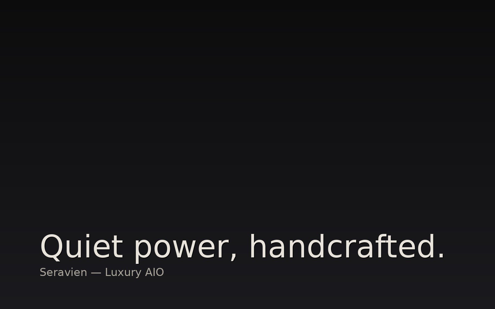 Minimalist desk with a Seravien all‑in‑one computer.